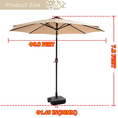 Festival Depot 8.8 FT Solar Patio Outdoor Umbrella with LED Lighted 360å¡Rotation Adjustment Tilt and Crank Outdoor Market Umbrella
