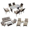Sports Festival 14 Pieces Outdoor Sectional Sofa Furniture Set Include 6-Seats Dining Set, 5-Seats Loveseat Set and Lounge Chaise Set with Metal Frame, Woven Wicker and Removable Back& Seat Cushions