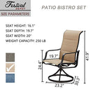 Festival Depot 2 PC Patio Dining Chairs 360å¡ Swivel Chairs with High Back and Curved Armrest Textilene Fabric Outdoor Furniture for Deck Garden Pool (Beige)